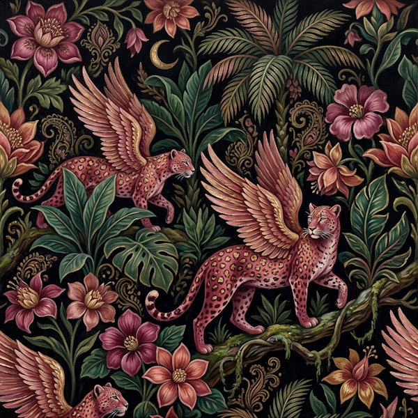 Mystical Pink Leopard Jungle Night