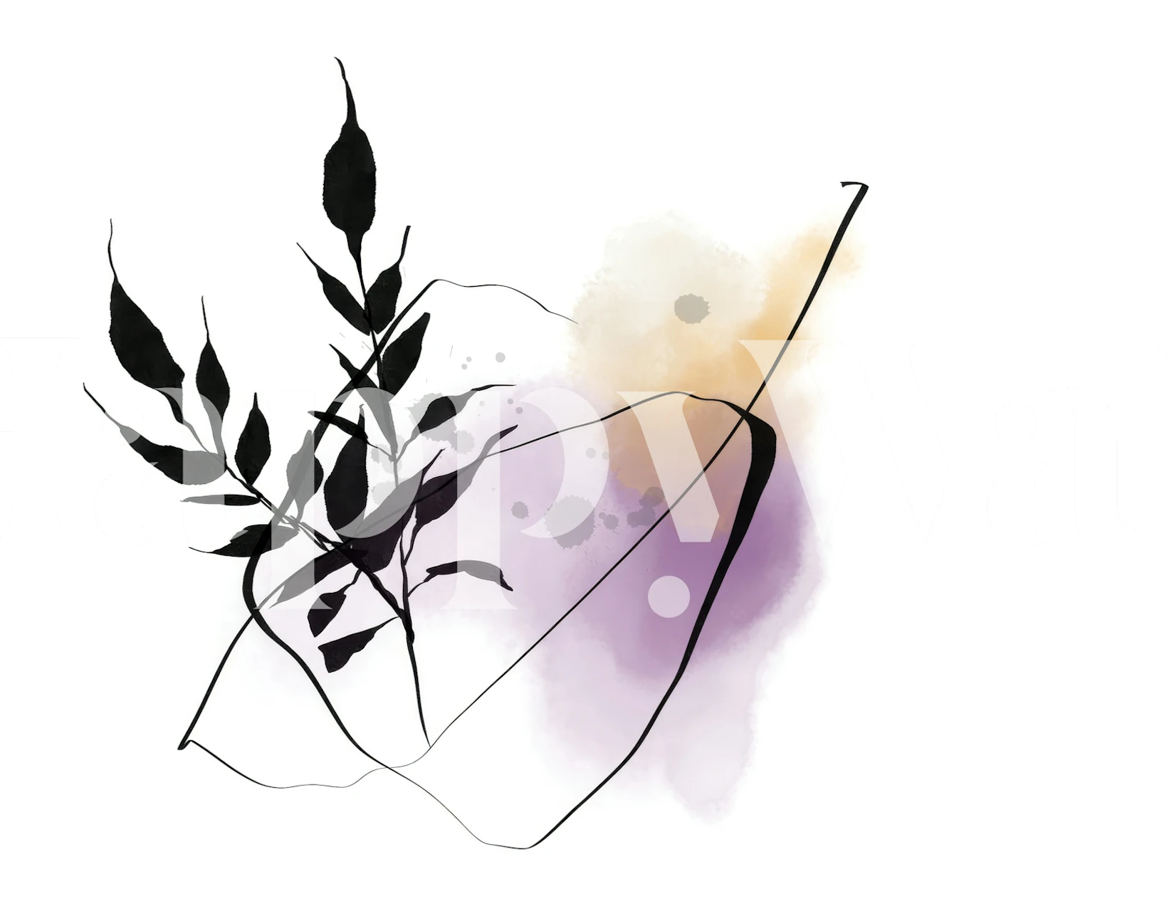 Modern Floral Silhouette tapet i et rum