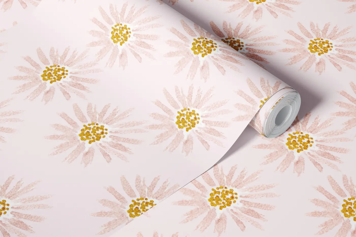 Soft Pink Daisies wallpaper roll