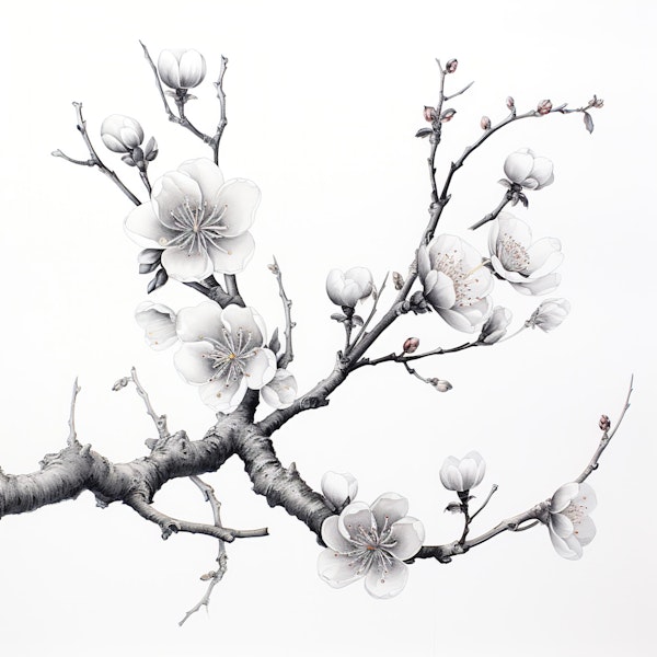 White Cherry Blossom Branch