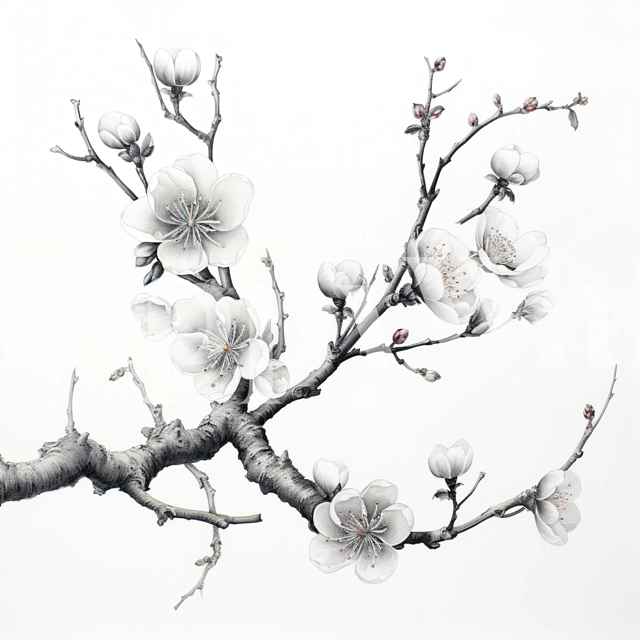 White Cherry Blossom Branch wallpaper