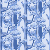 Blue Woodland Squirrels and Birds tapeta