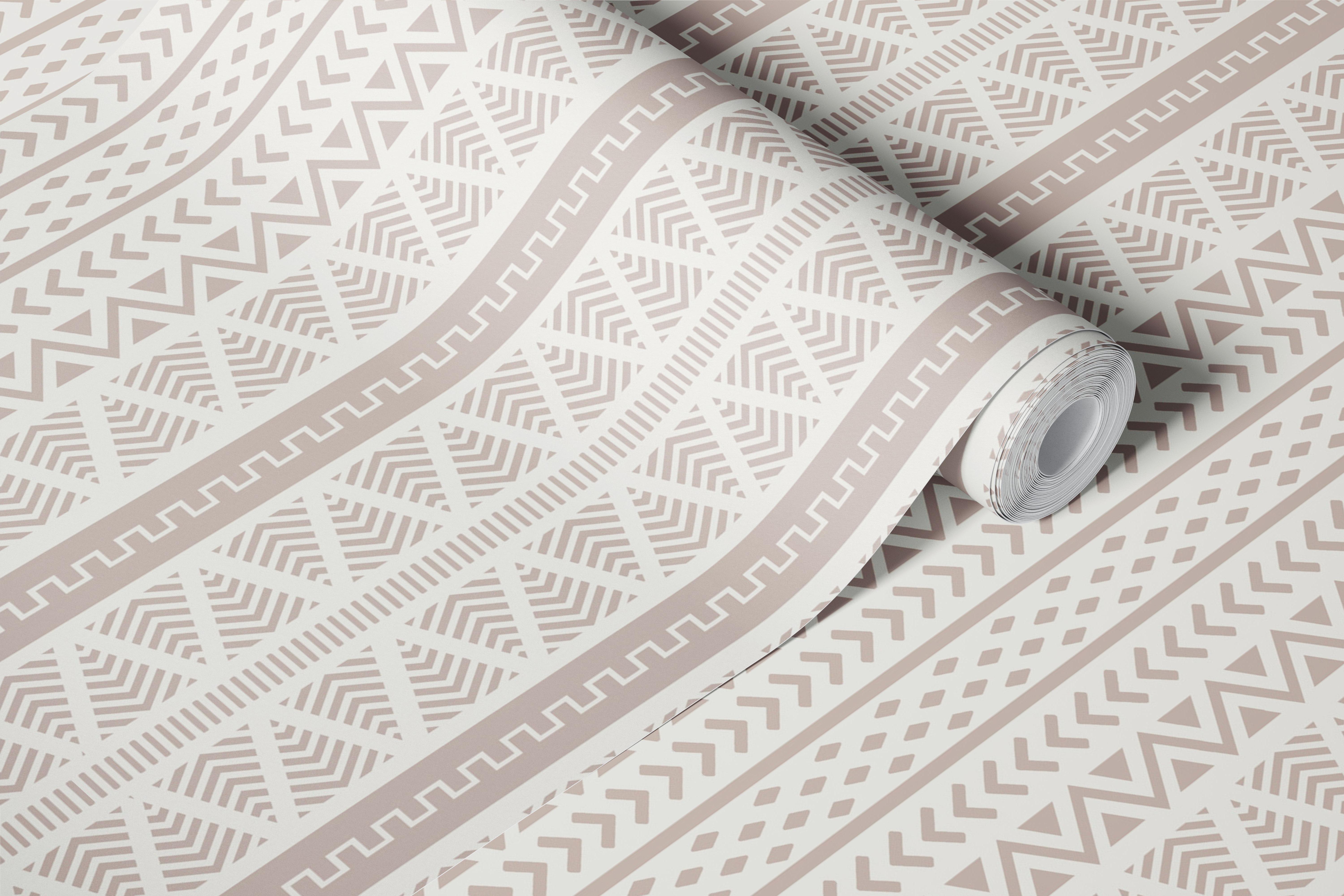 Boho Beige Aztec Stripes wallpaper in a room