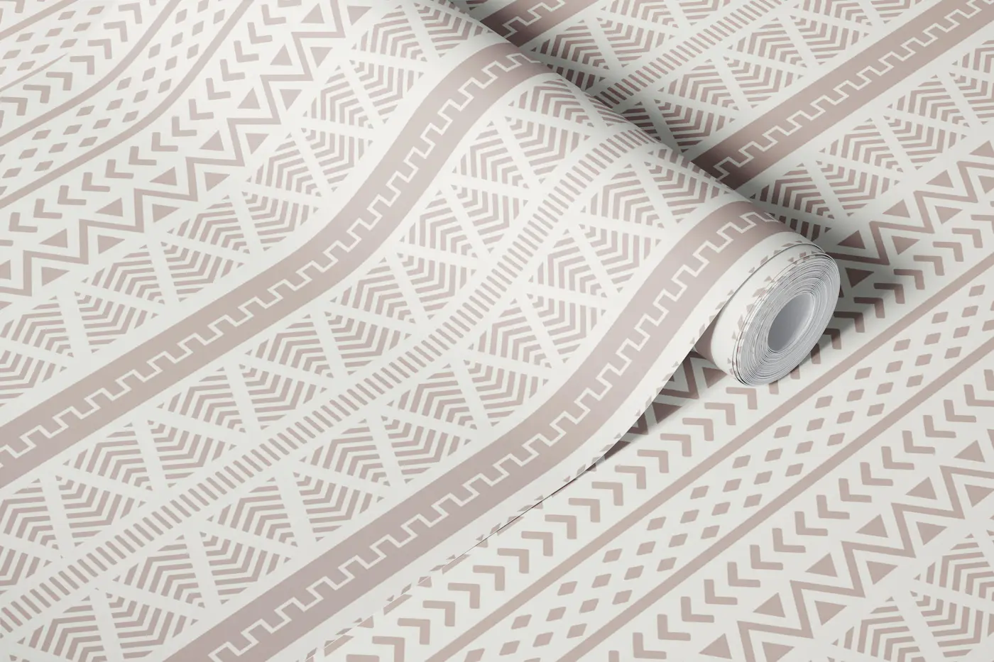 Boho Beige Aztec Stripes wallpaper roll