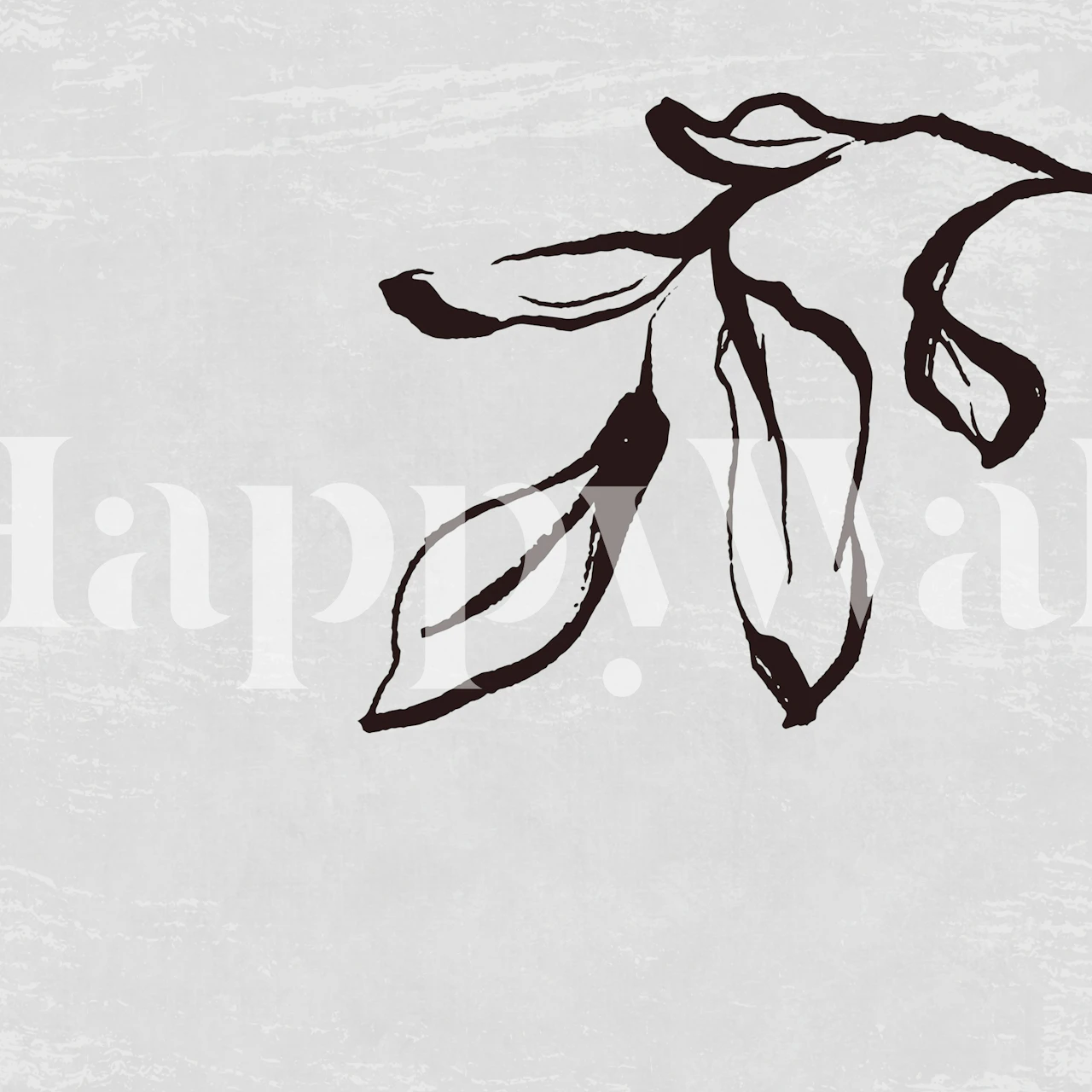 Japandi Inky Macro Leaves - Black & Grey wallpaper