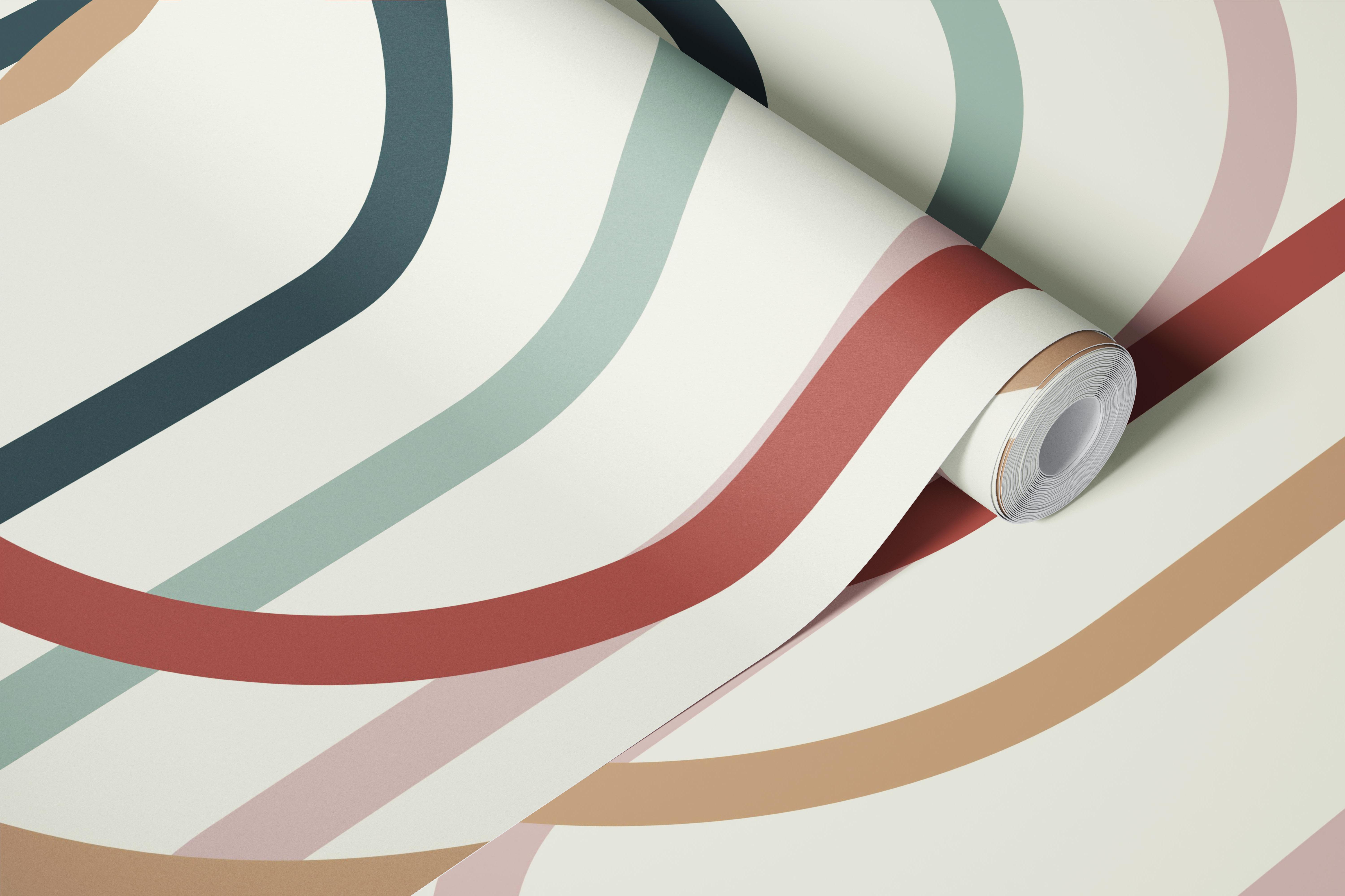 papel pintado Retro Curves 03 en una habitación