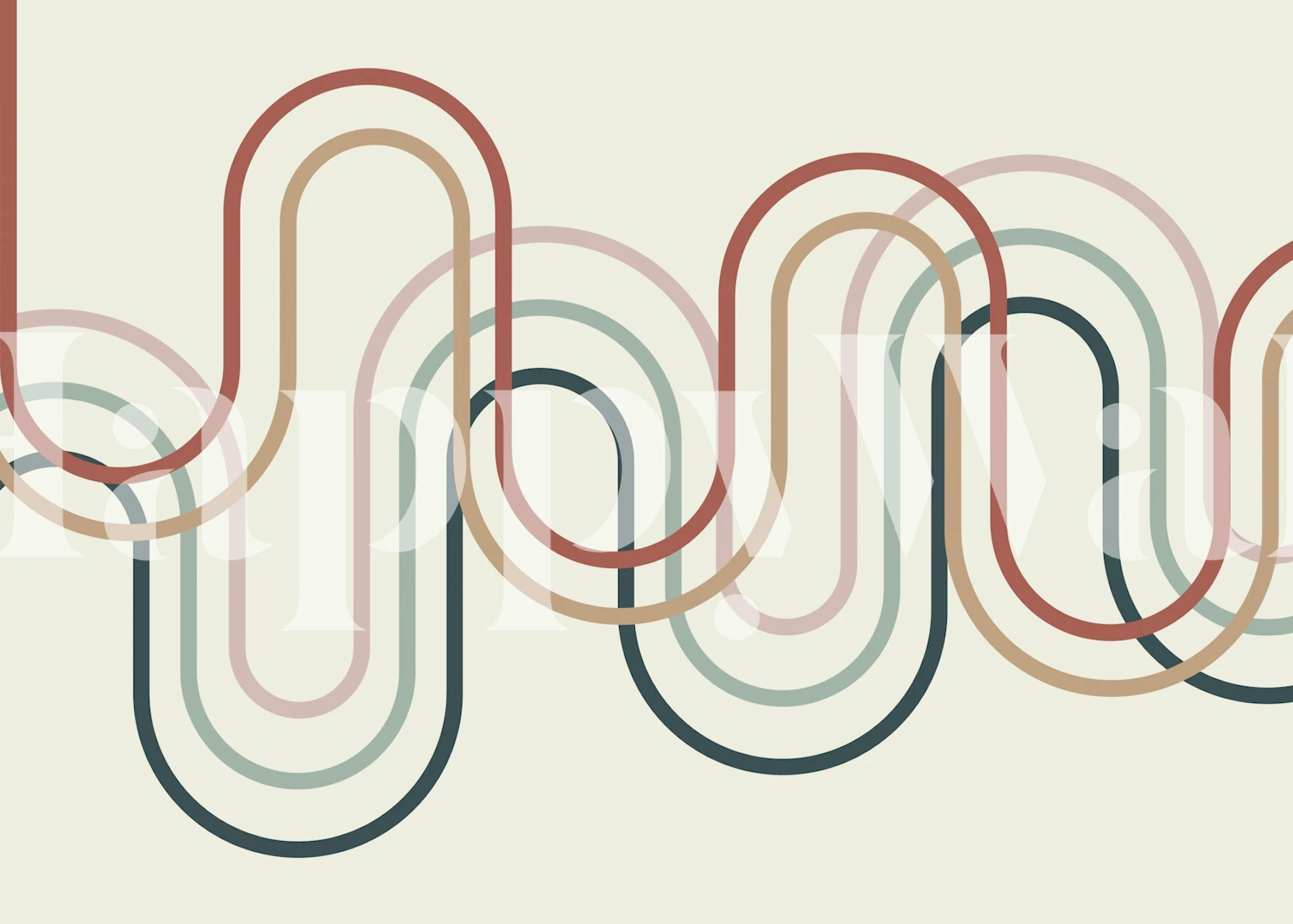 Retro Curves 03 tapetas kambaryje