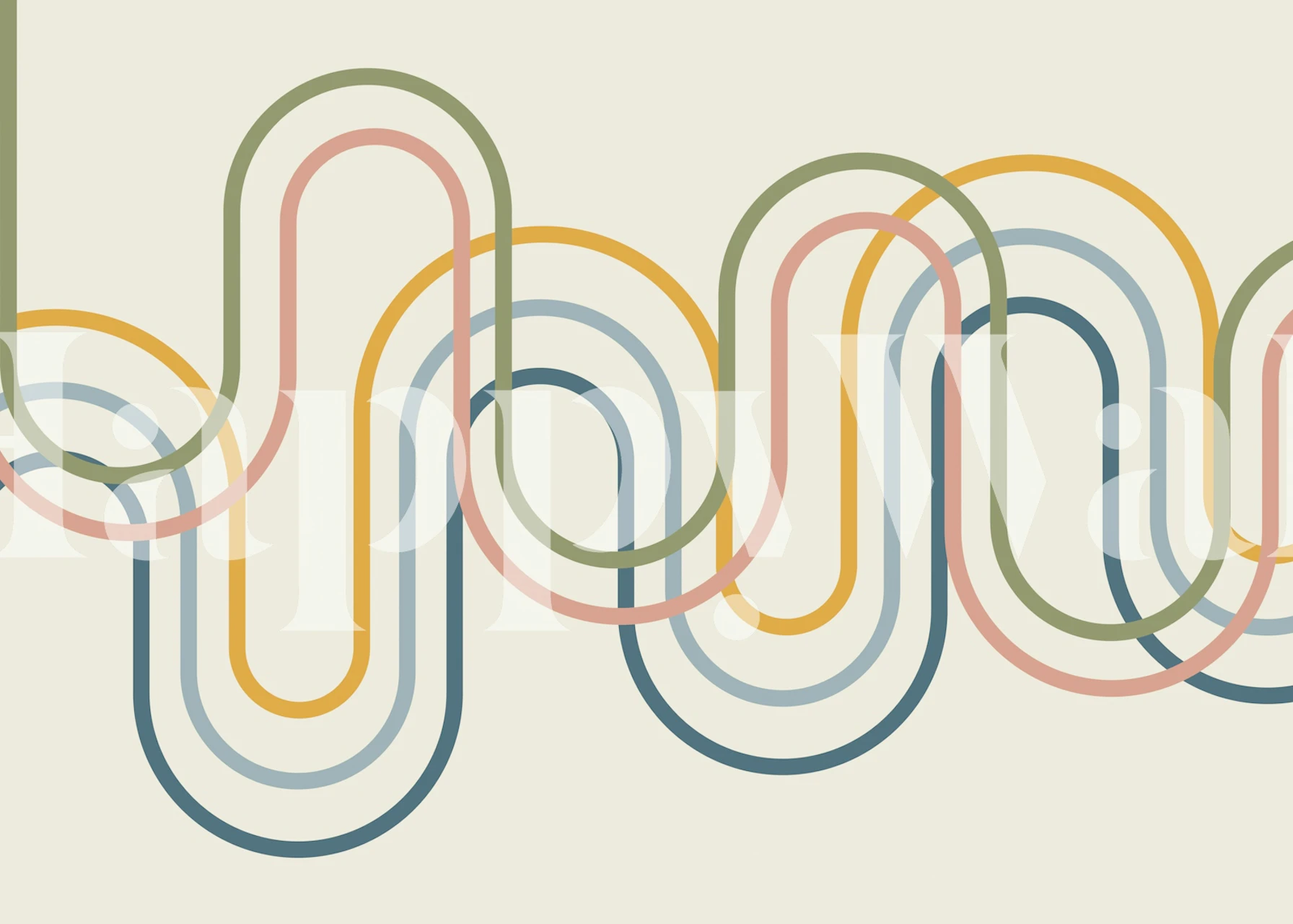 Retro curves wallpaper design in a room