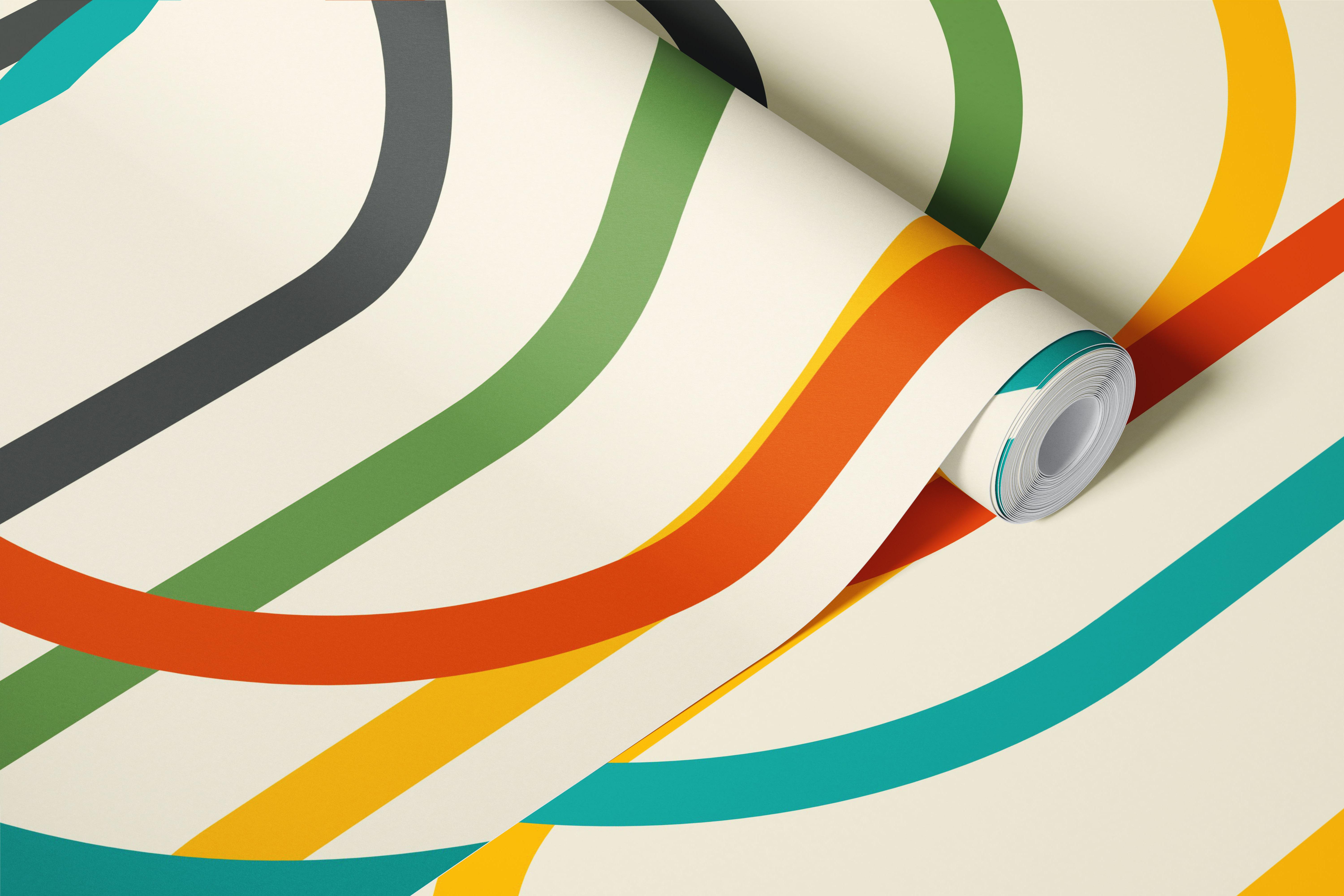 Retro Curves 50s colors wallpaper in a room
