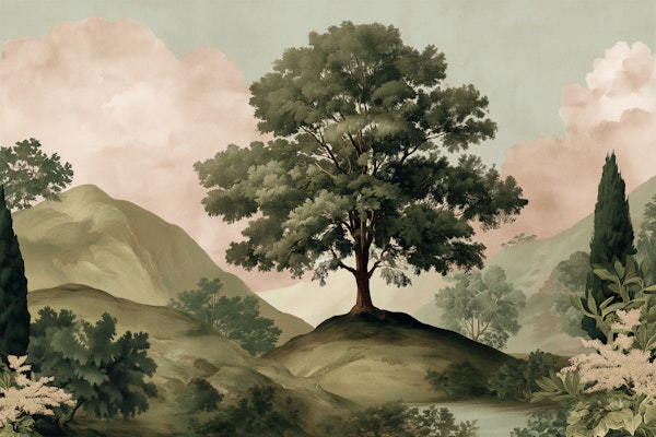 Vintage Landscape With Tree
