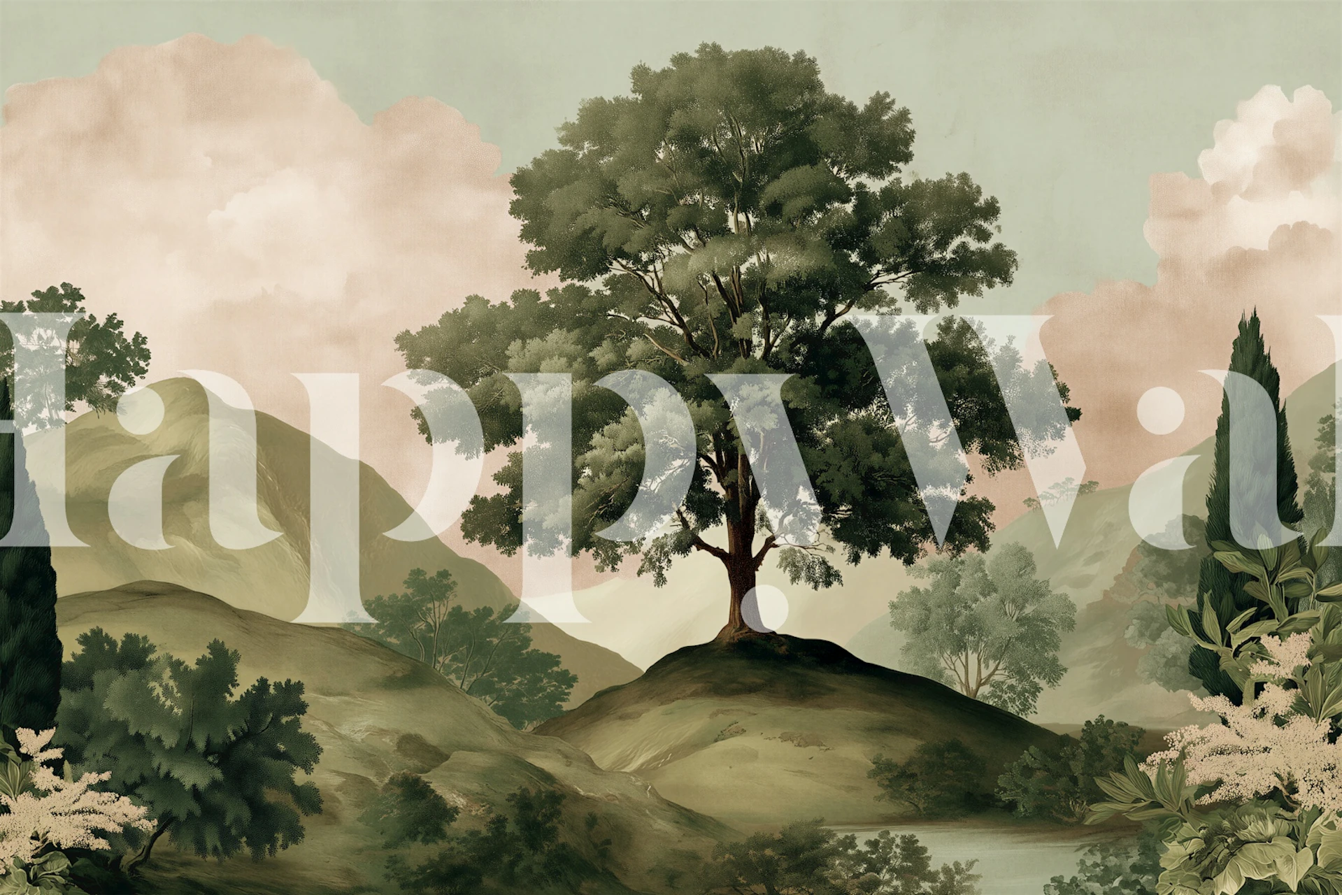 Vintage Landscape With Tree tapeta