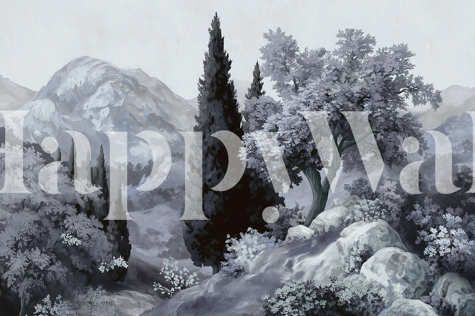 Grey Tuscan Cypress Hills behang