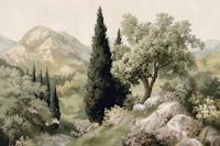 Tuscan Cypress Mountain View wallpaper