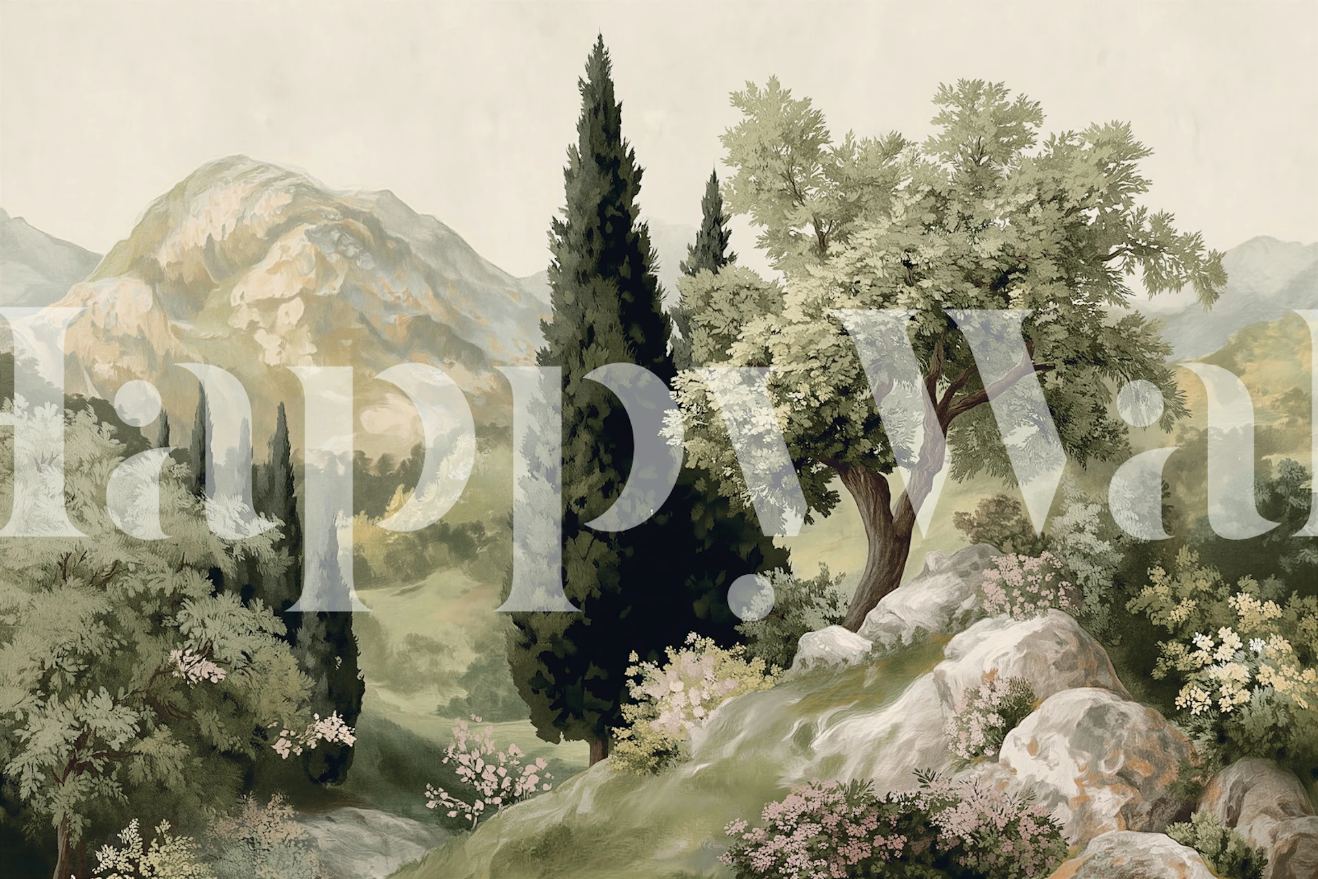 Tuscan Cypress Mountain View wallpaper