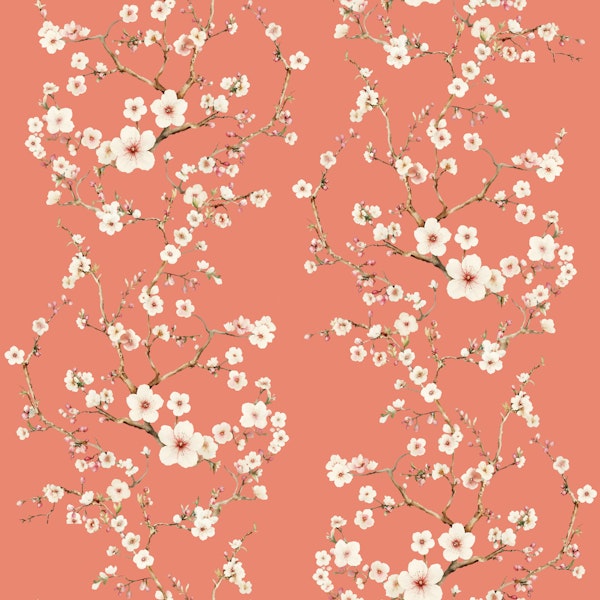 Cherry Blossom Coral Background