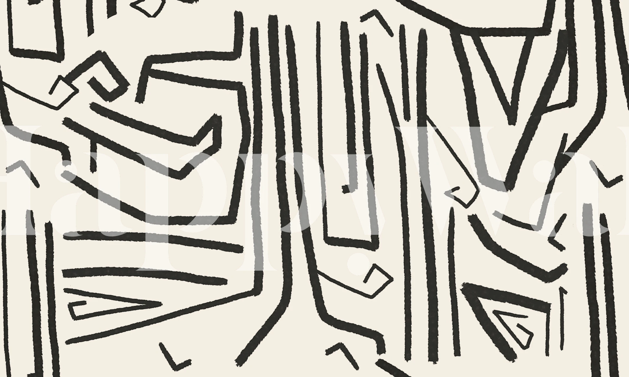 Modern improvisation ivory seamless wallpaper in a room