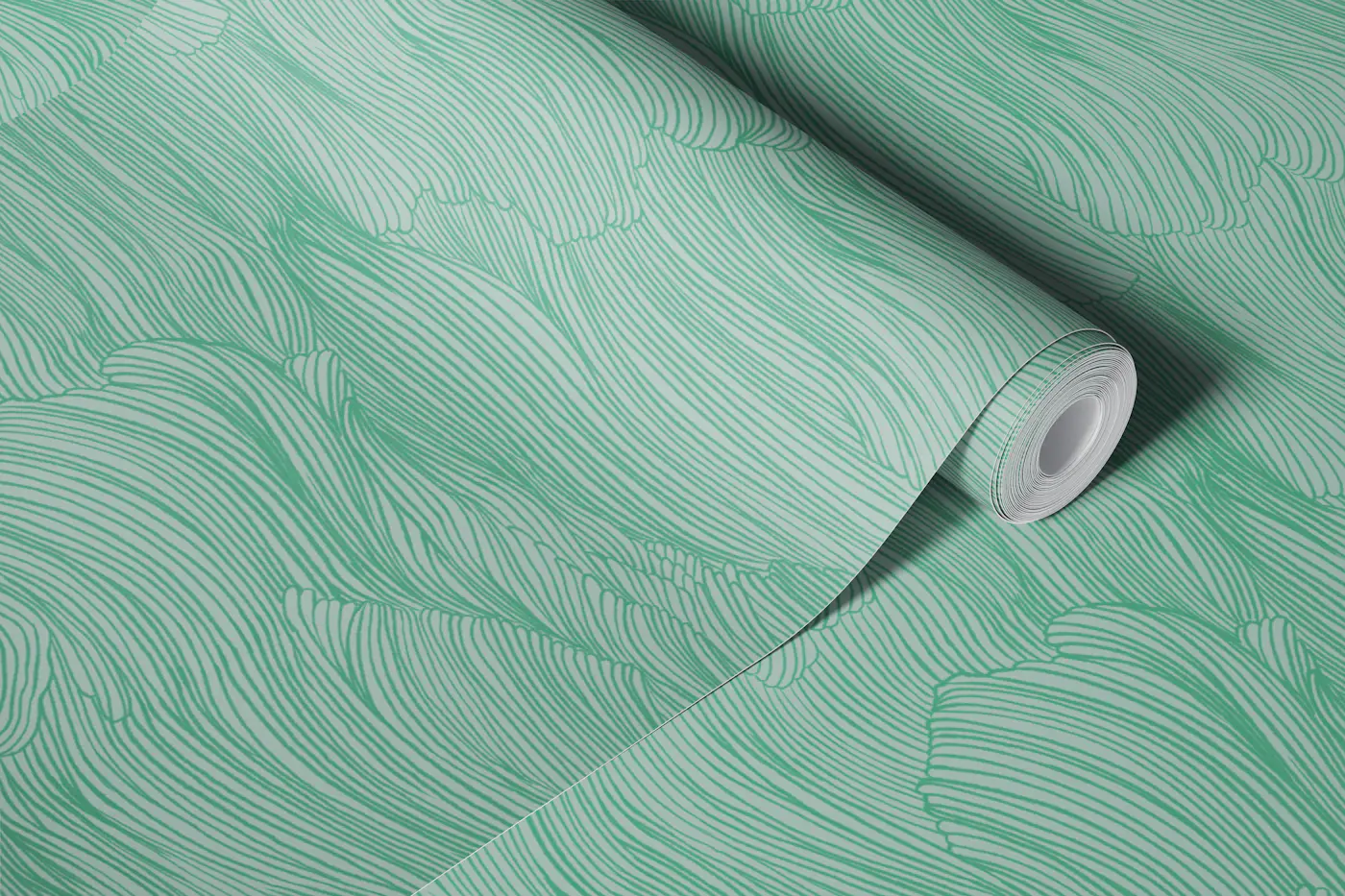 Abstract Ocean Current Lines Minimalist Aqua wallpaper roll