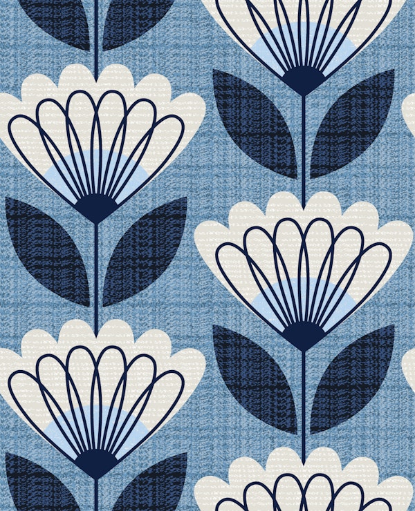 Nautical blooms-shells-mid century large