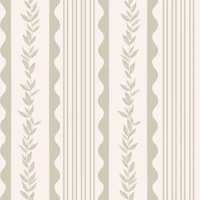 Soft Green Botanical Wavy Stripes tapete