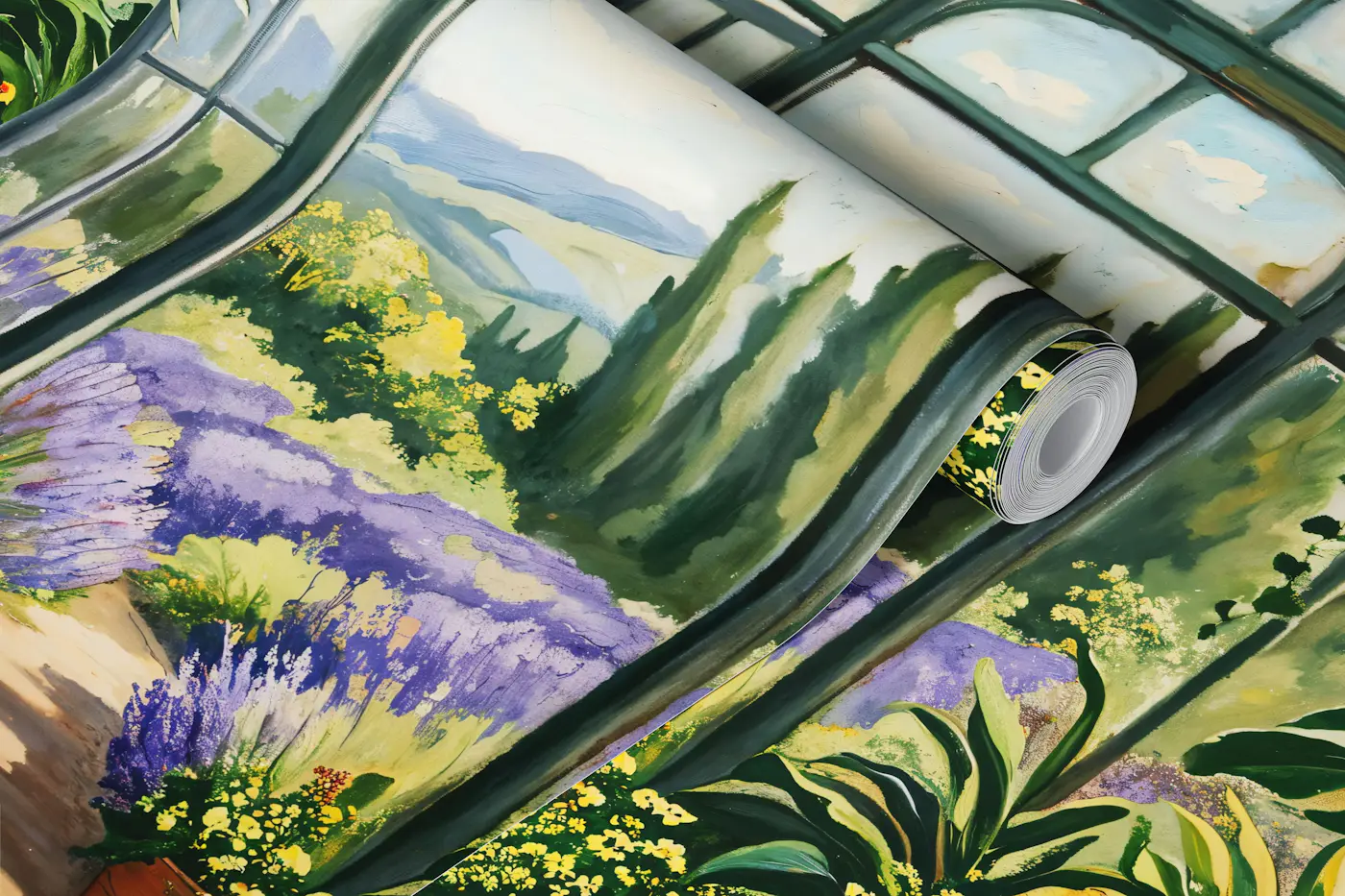French Greenhouse with Lavender wallpaper roll