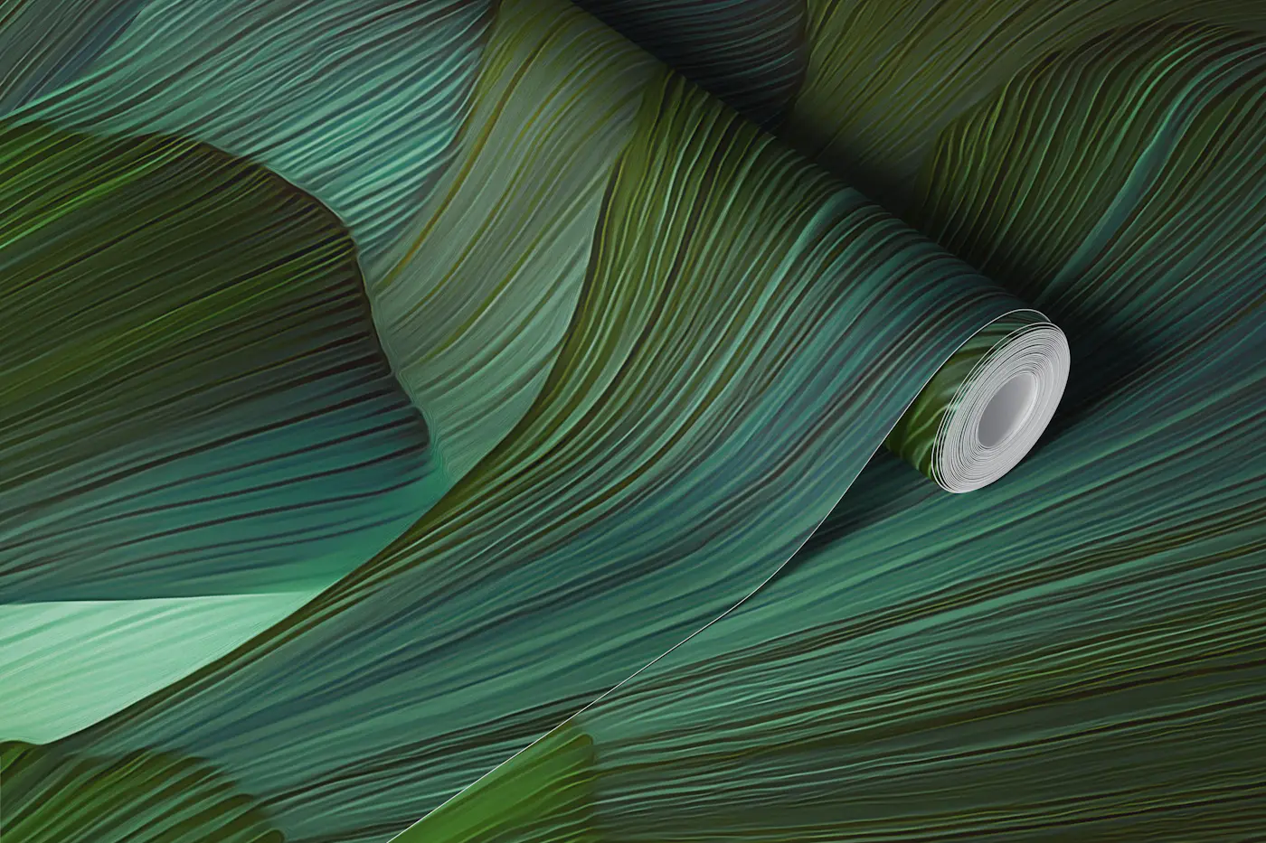 Emerald and Gold Petal Swirl wallpaper roll