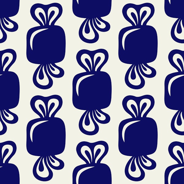 Bold navy blue retro candies