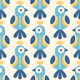 Scandi Folk Birds Blue and Yellow
