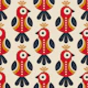 Scandi Folk Birds Red and Navy