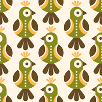 Scandi Folk Birds Green and Yellow wallpaper