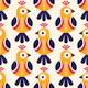 Scandi Folk Birds Yellow Navy Red