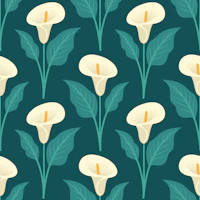 Elegant Calla Lily Bloom Teal behang
