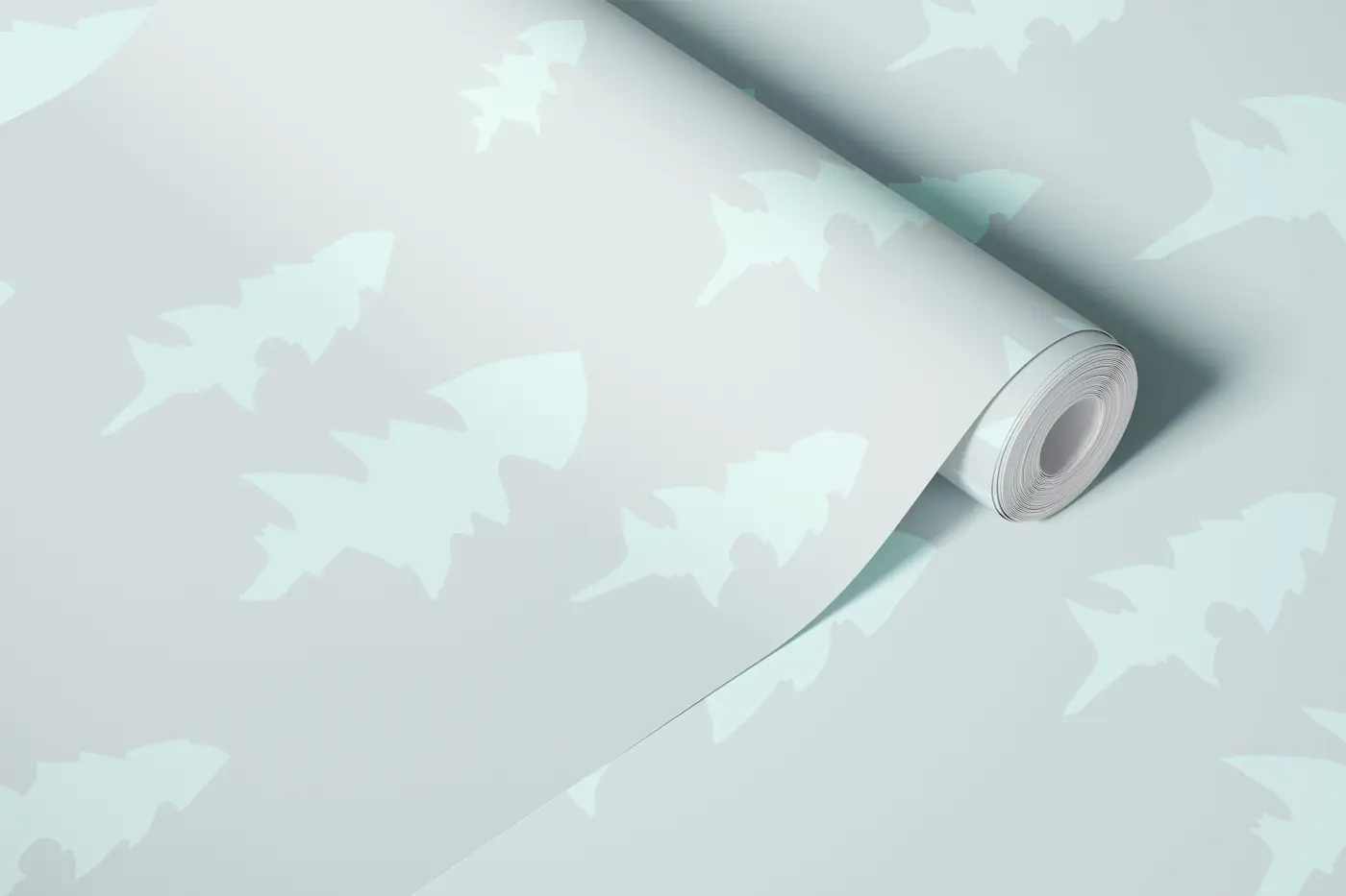 Muted Mint Forest Silhouettes wallpaper roll