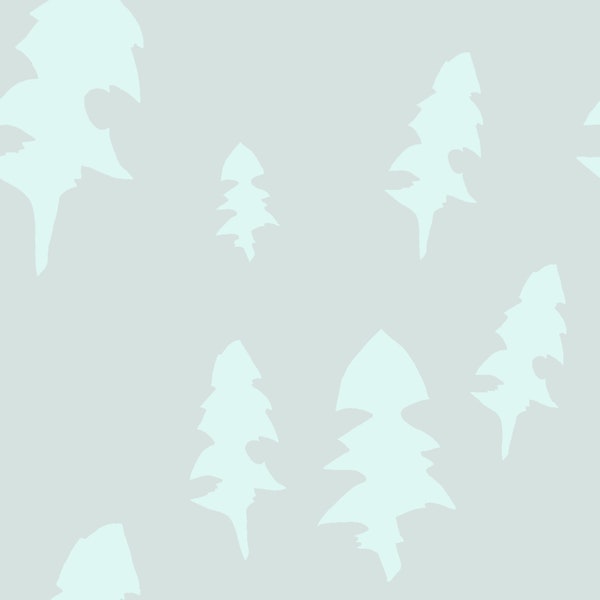 Muted Mint Forest Silhouettes