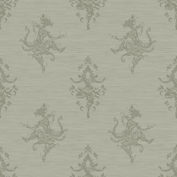 dancing Dakini on Linen Texture Sage Green