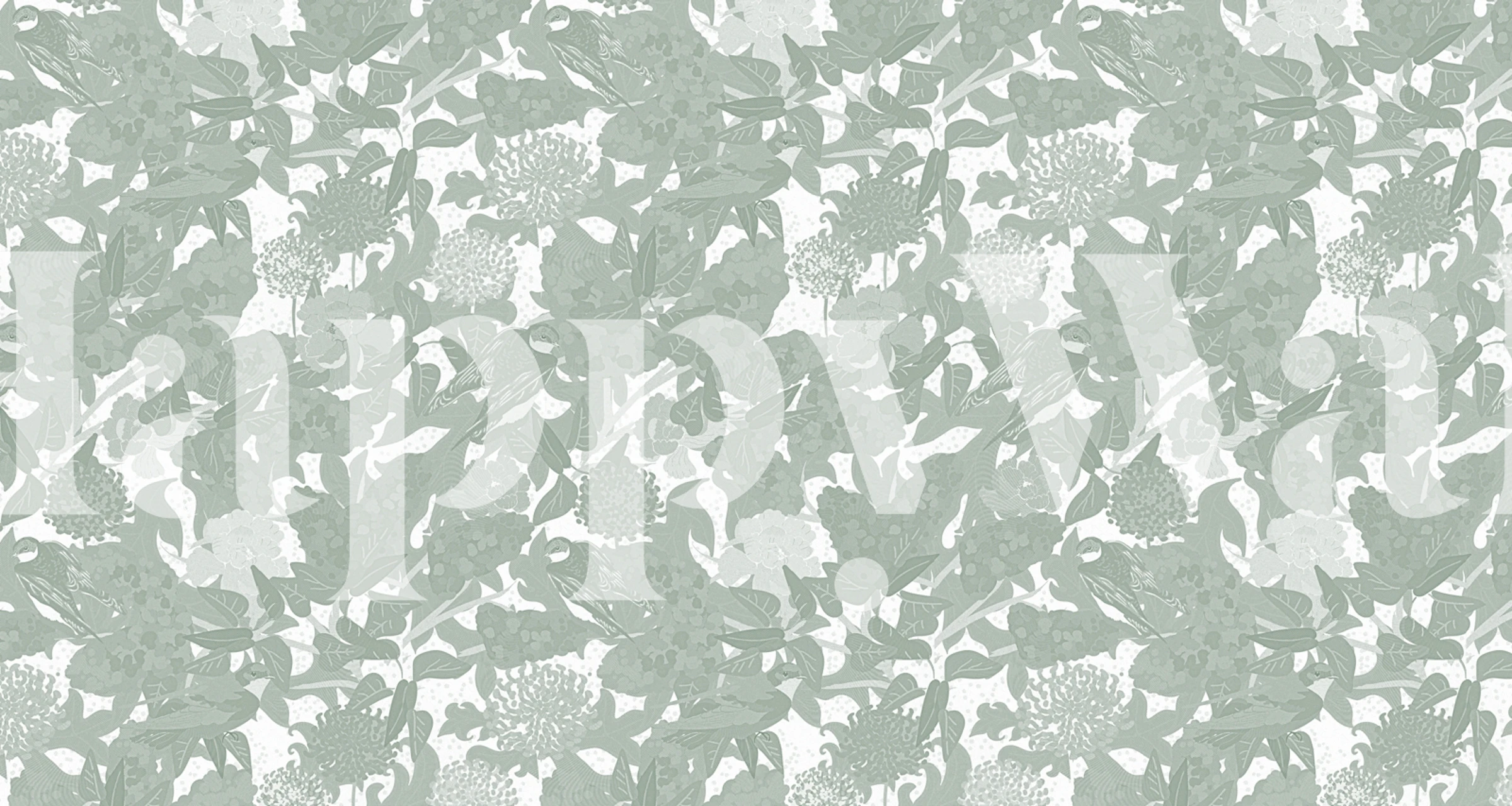 Swallows and Lilacs in Green wallpaper in a room