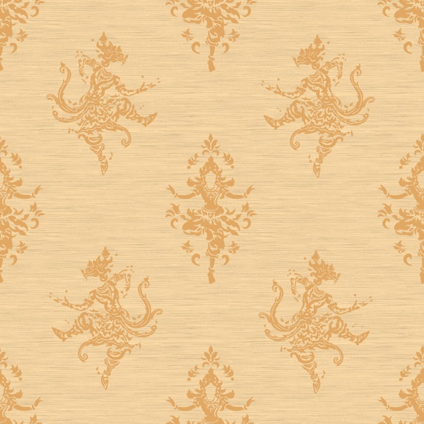 dancing Dakini on Linen Texture Gold Yellow