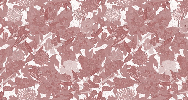 Swallows and lilacs in Red