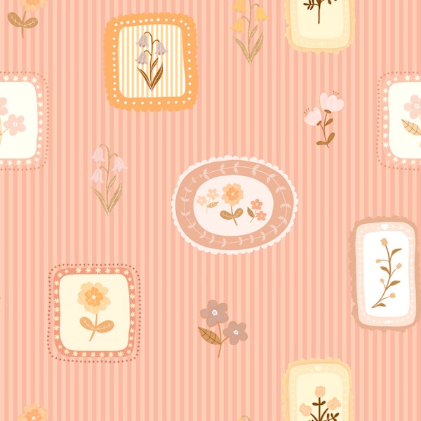 Ditsy Cottage Floral Frames Coral Peach