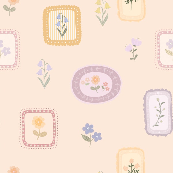 Cute Tiny Flowers in Frames Peach Pastel