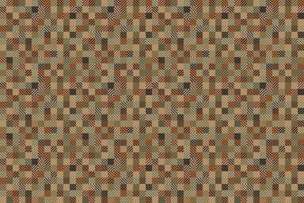 Geometric Patchwork Grid – Ochre & Green