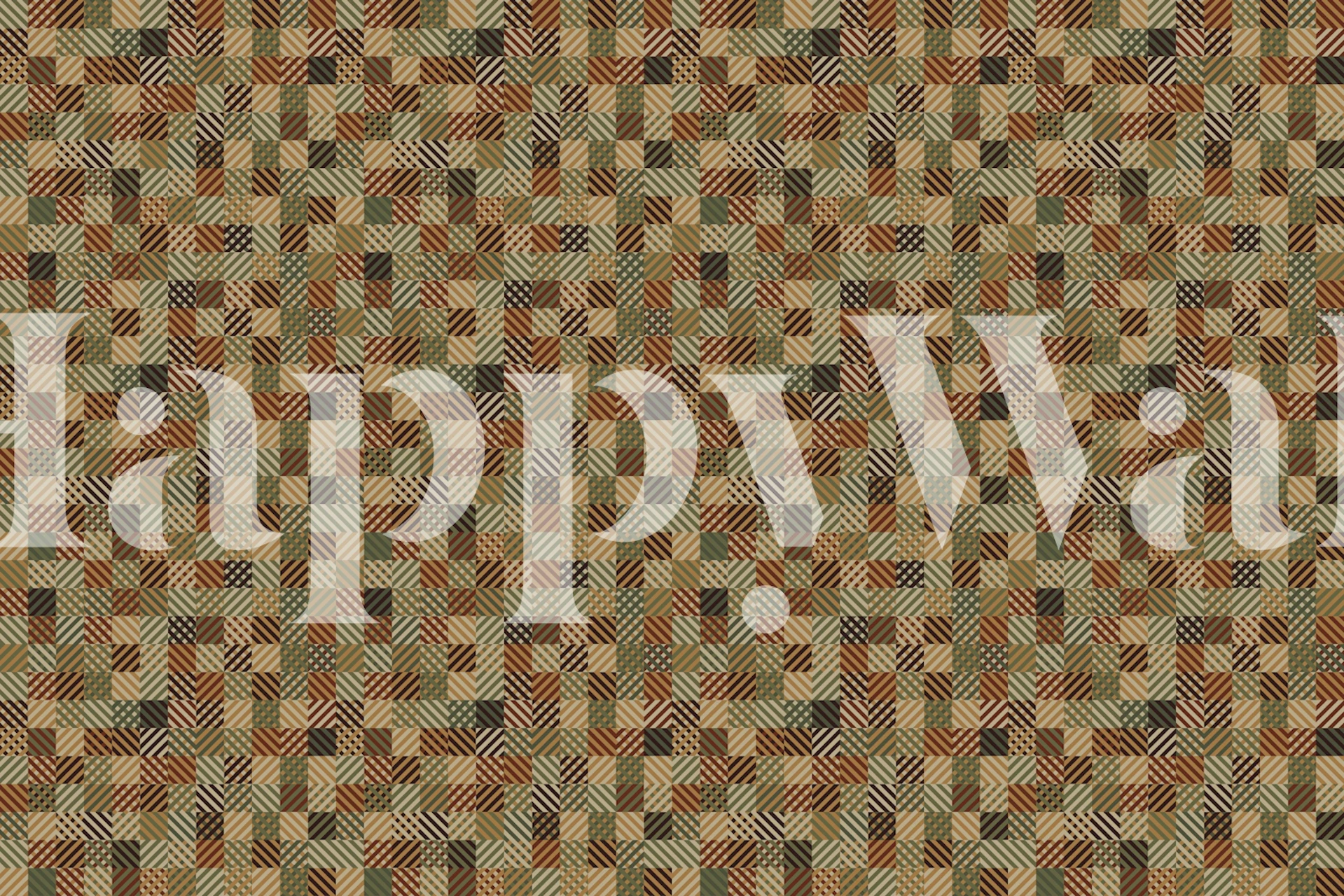 Geometric Patchwork Grid – Ochre & Green tapet