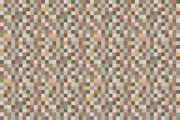 Geometric Patchwork Grid - Green & Yellow