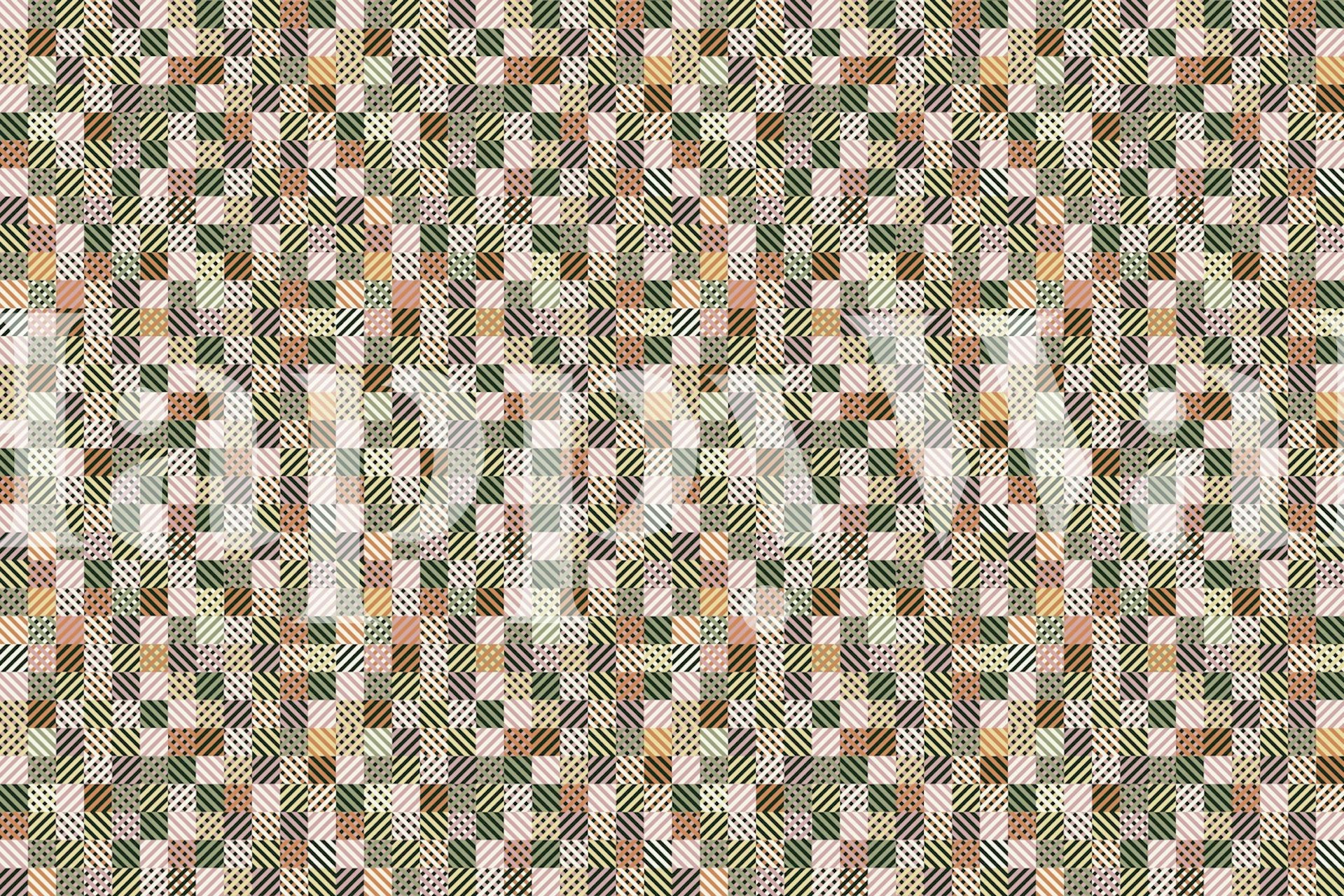 Geometric Patchwork Grid tapet i et rom