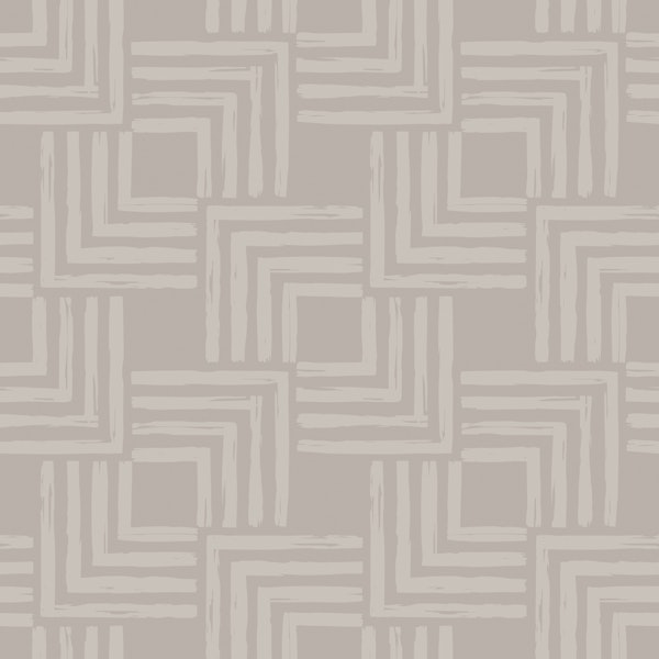 Greige Geometric Brush Squares Pattern L