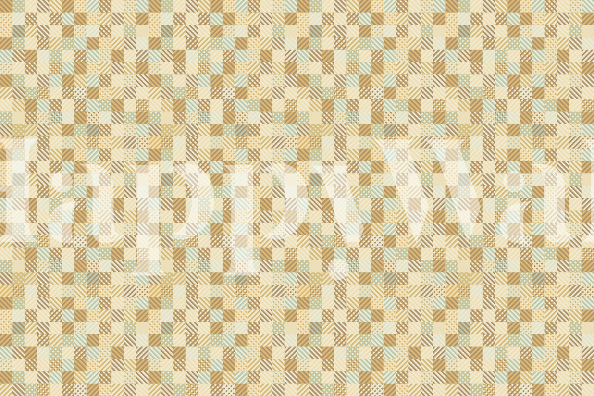 Geometric patchwork wallpaper in room