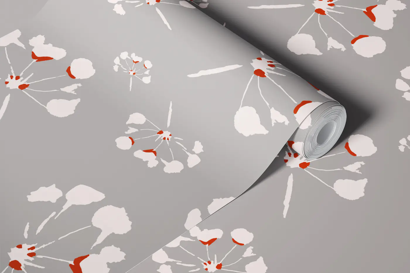 Abstract Wildflowers in Gray wallpaper roll