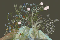 Moody Botanical Garden Birds Chinoiserie behang