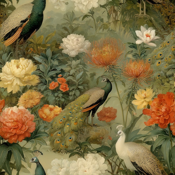 Vintage Peacock Garden Elegance