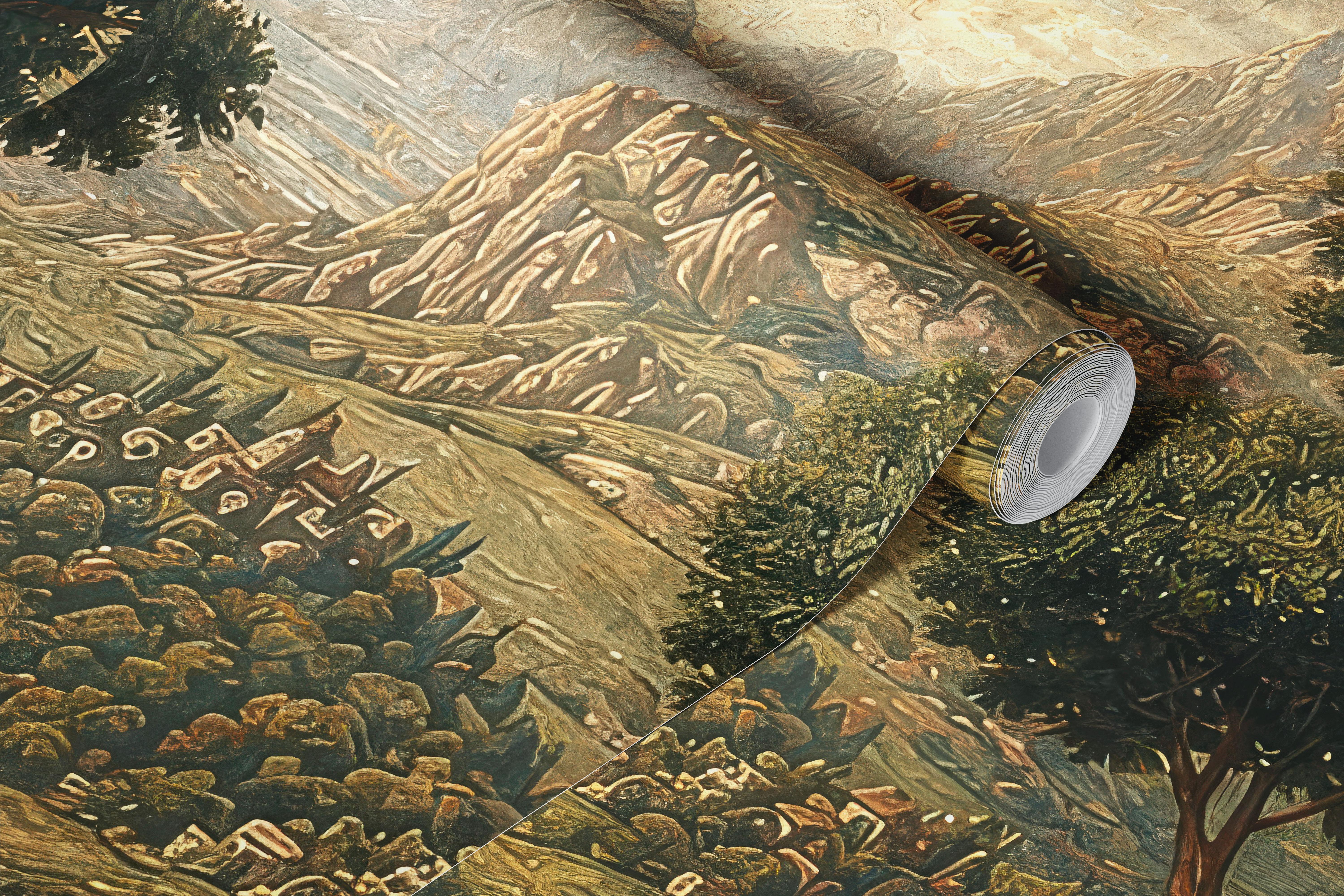 Tapeta z górskim krajobrazem leśnym w pokoju