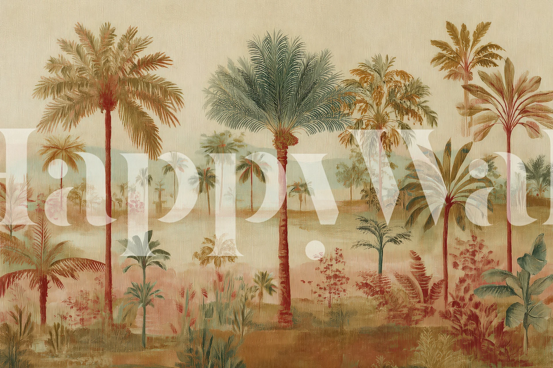 Dreamy tropical palm wallpaper in a room